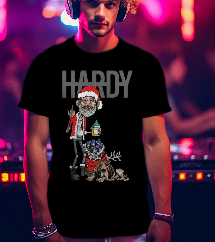 Hardy Christmas Santa Jim Bob With KY Bottle And Dogs Holiday T-Shirt