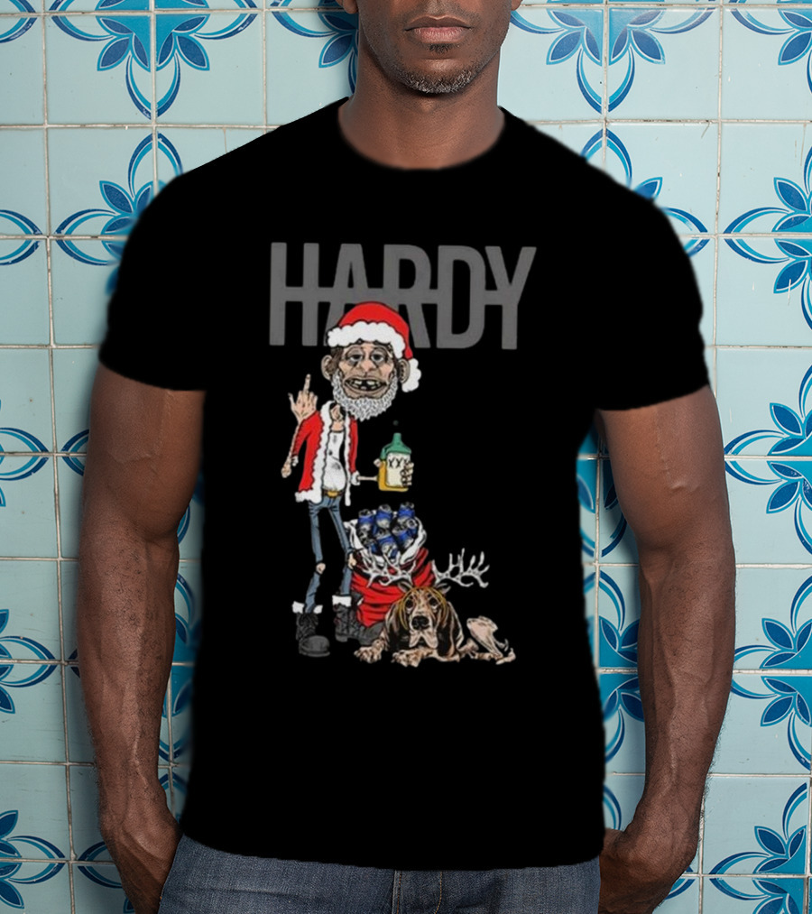 Hardy Christmas Santa Jim Bob With KY Bottle And Dogs Holiday T-Shirt