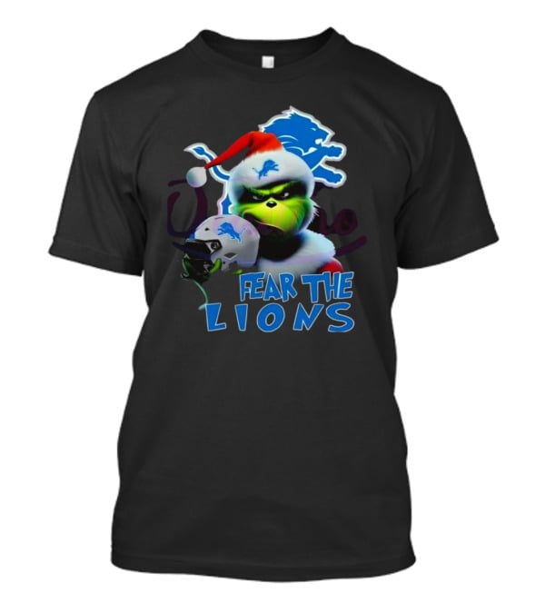 Santa Grinch Fear The Lions Detroit Lions T-Shirt