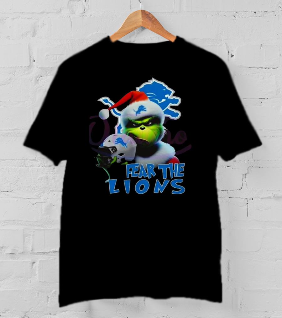 Santa Grinch Fear The Lions Detroit Lions T-Shirt