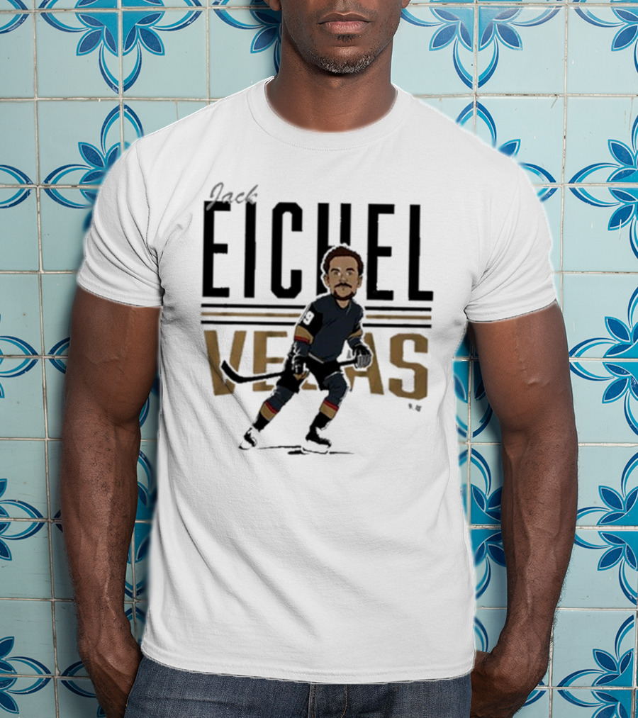 Jack Eichel Vegas Hockey Caricature Eichel Center Ice T-Shirt