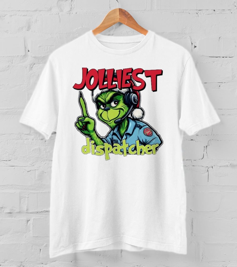 The Grinch Jolliest Dispatcher Christmas Holiday Fun T-Shirt