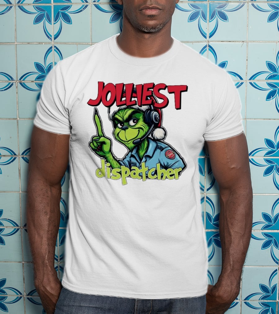 The Grinch Jolliest Dispatcher Christmas Holiday Fun T-Shirt