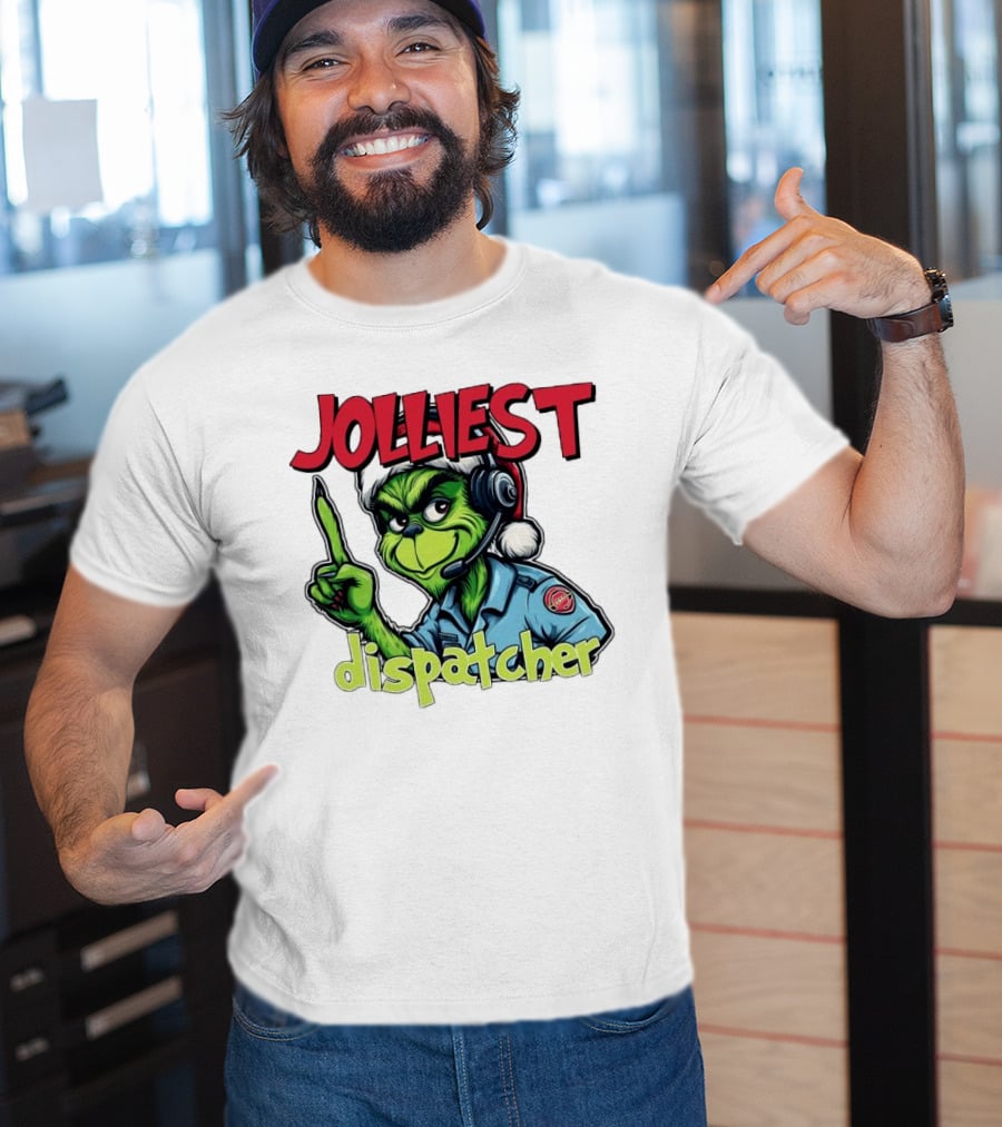 The Grinch Jolliest Dispatcher Christmas Holiday Fun T-Shirt