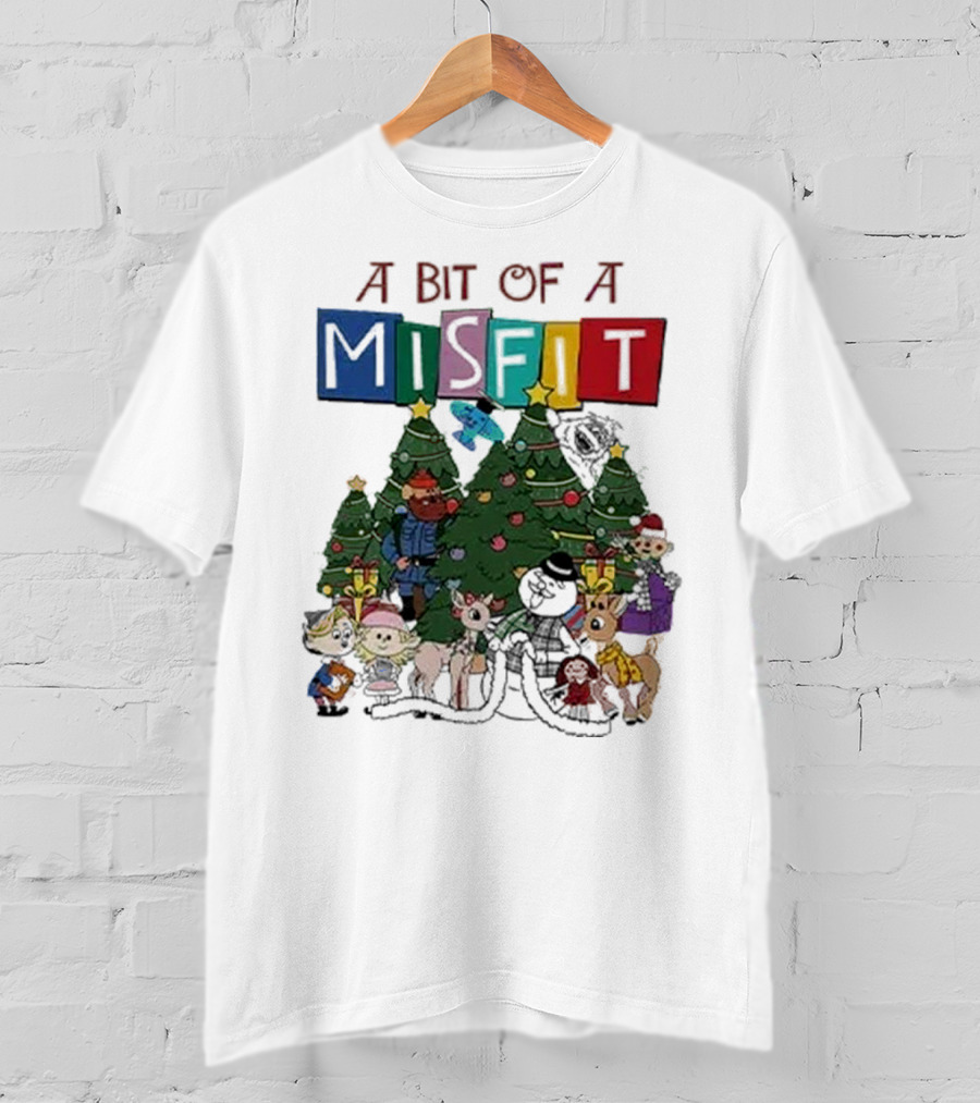 A Bit Of A Misfit Rudolph The Red Nosed Reindeer Christmas Characters With Trees T-Shirt