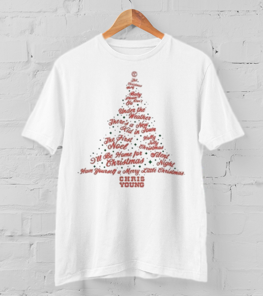 Chris Young Christmas Tree Songs Silent Night Holly Jolly Noel T-Shirt