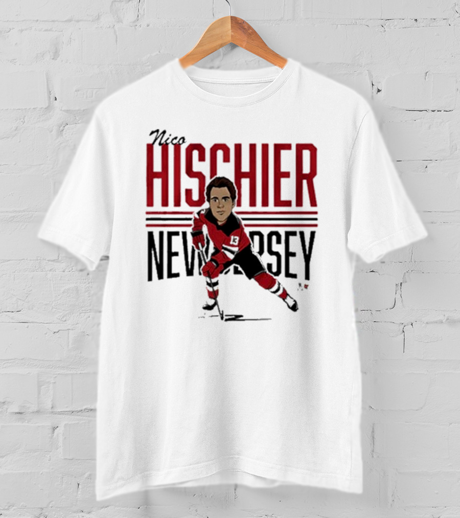Nico Hischier New Jersey Center Ice Caricature T-Shirt