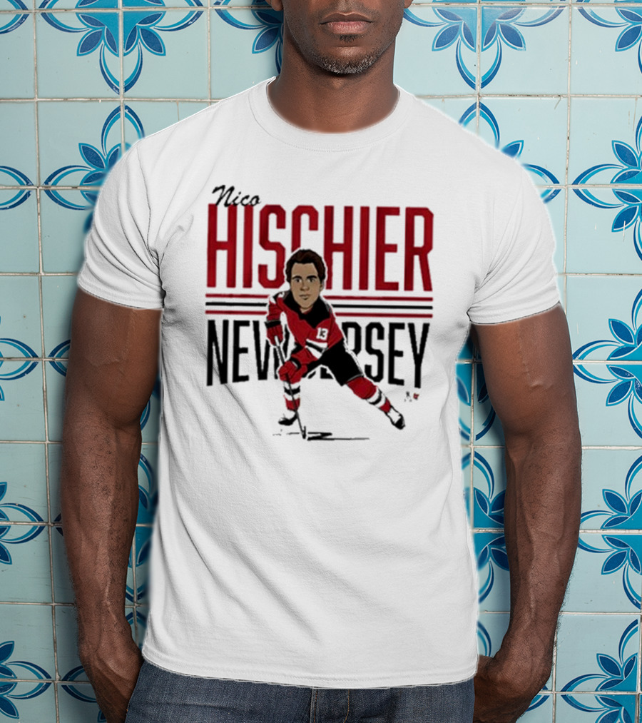 Nico Hischier New Jersey Center Ice Caricature T-Shirt
