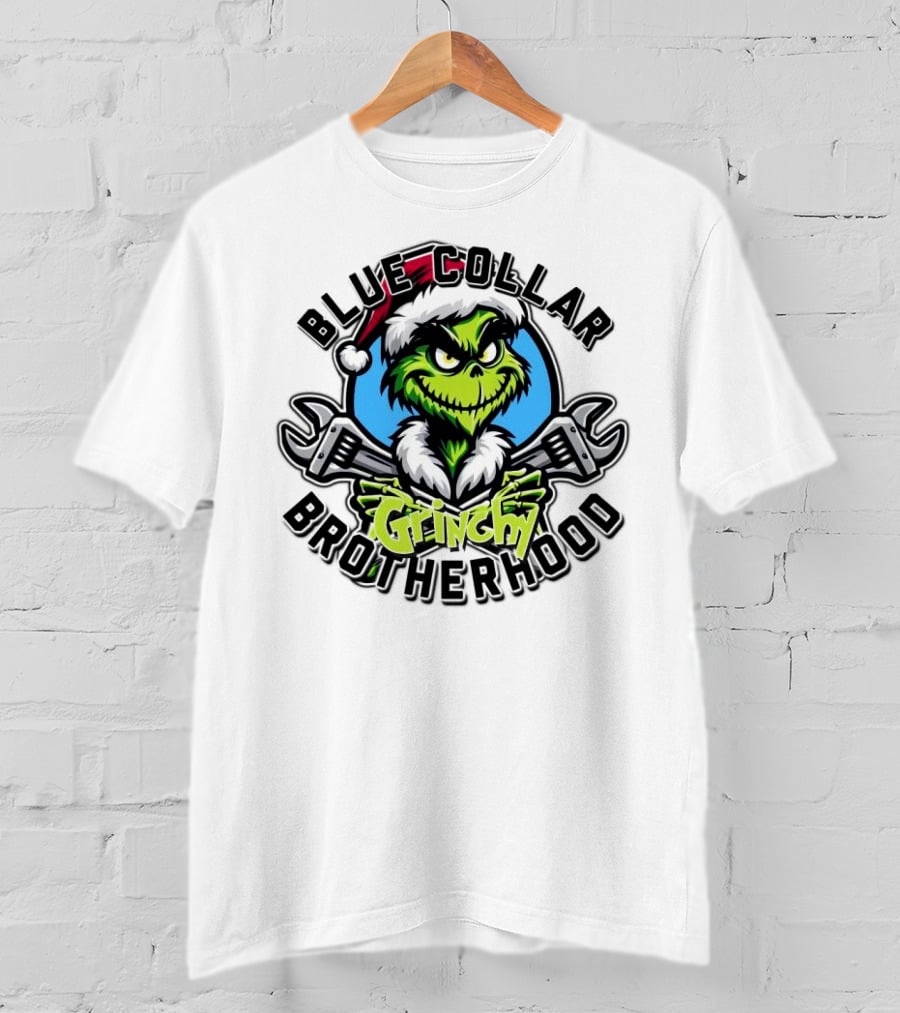 Blue Collar Grinchy Brotherhood Merry Christmas The Grinch T-Shirt