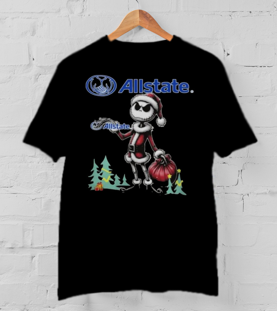 Santa Jack Skellington Allstate Merry Christmas T-Shirt