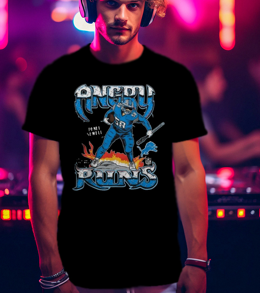 Penei Sewell Detroit Lions Angry Runs NFL Player 58 T-Shirt