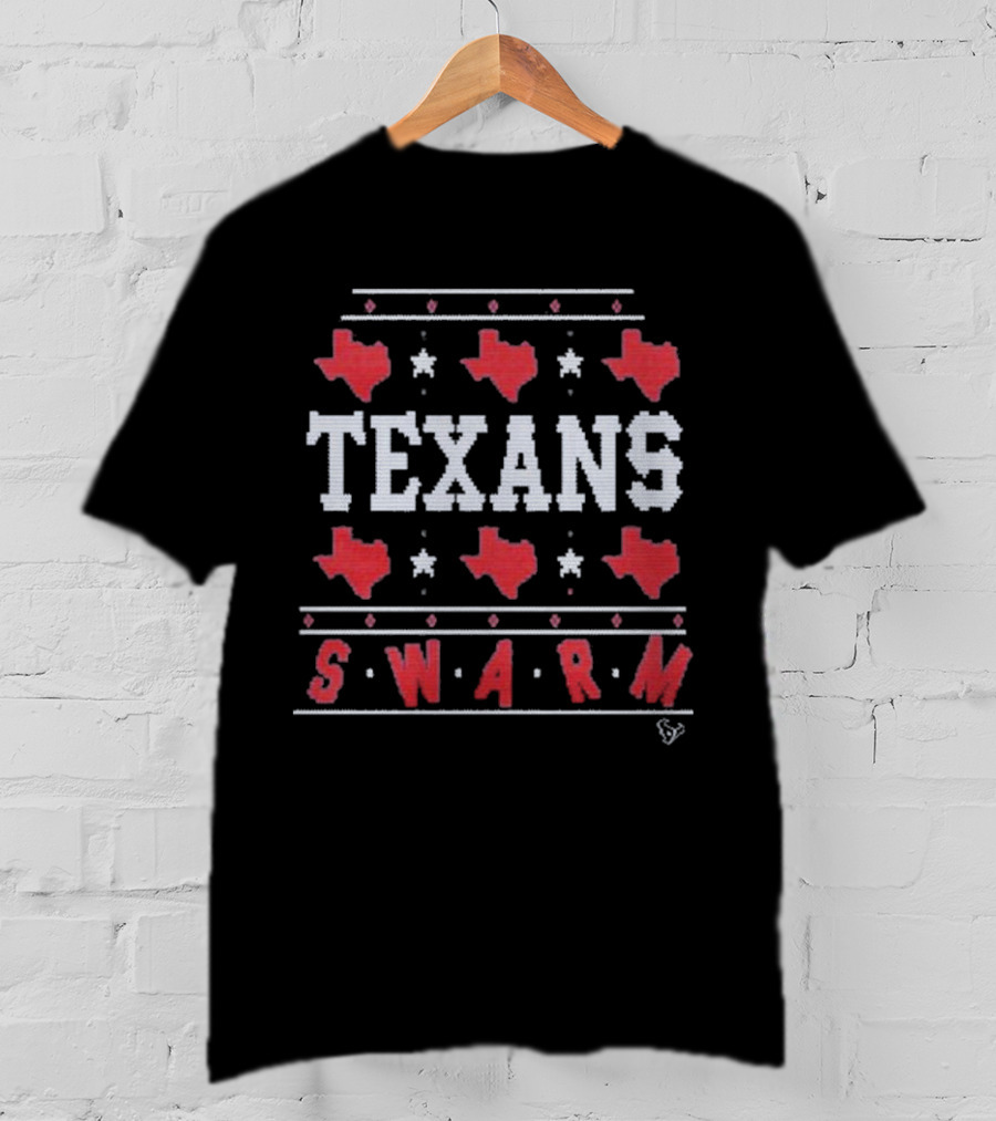 Texans Swarm Holiday Ugly Christmas Sweater Texas Map T-Shirt