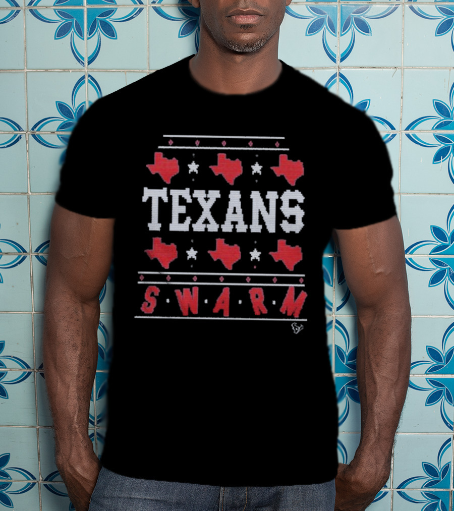 Texans Swarm Holiday Ugly Christmas Sweater Texas Map T-Shirt