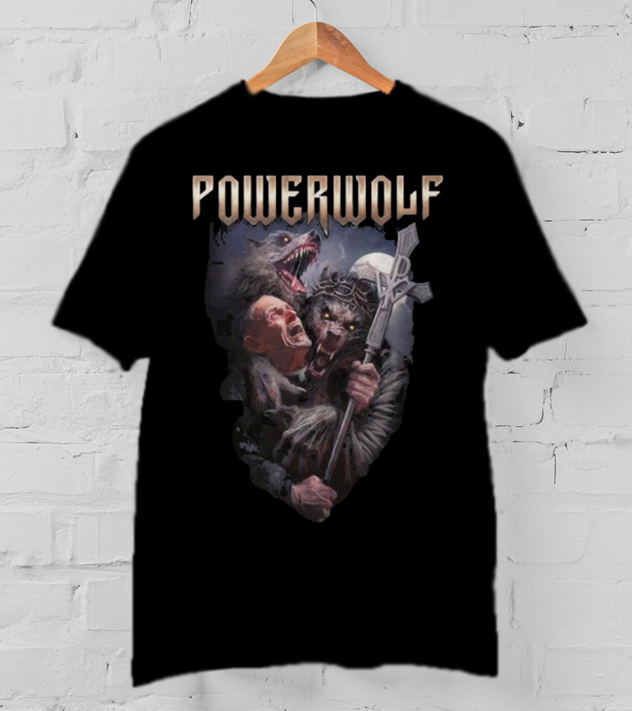 Powerwolf Thunder Priest Monster Battle With Fierce Wolves T-Shirt