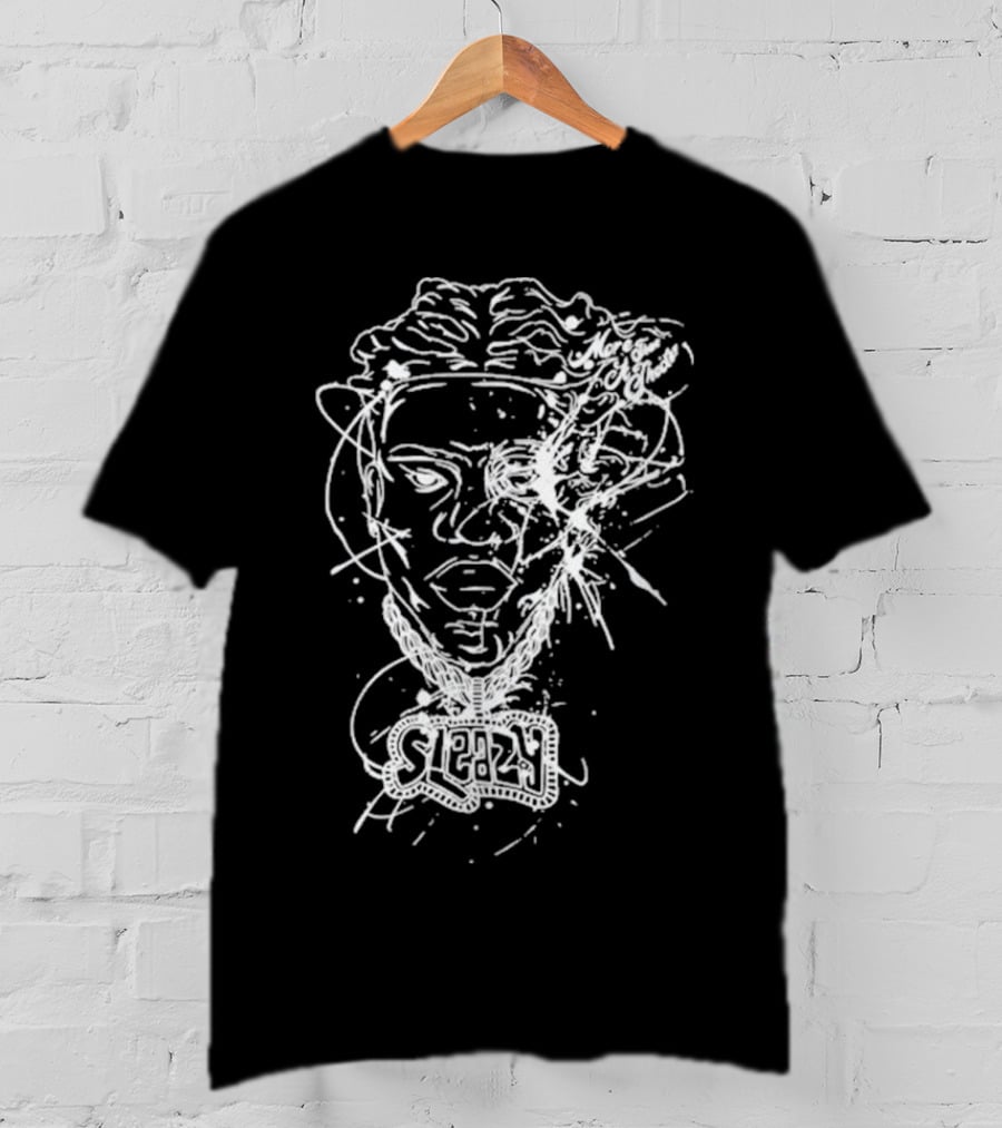 Sleazyworld Go Sleazy Necklace Portrait Sketch T-Shirt