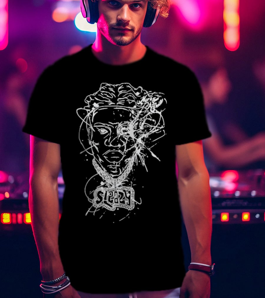 Sleazyworld Go Sleazy Necklace Portrait Sketch T-Shirt
