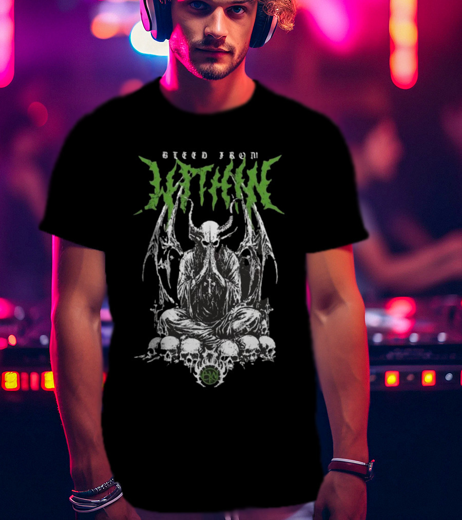 Bleed From Within Hope In Hell Demon Figure Surrounded By Skulls T-Shirt
