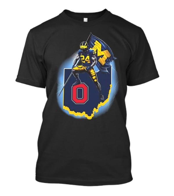 Michigan Plant The Flag Mich-again Hail To The Victors 4 In A Row Bichigan Maps T-Shirt