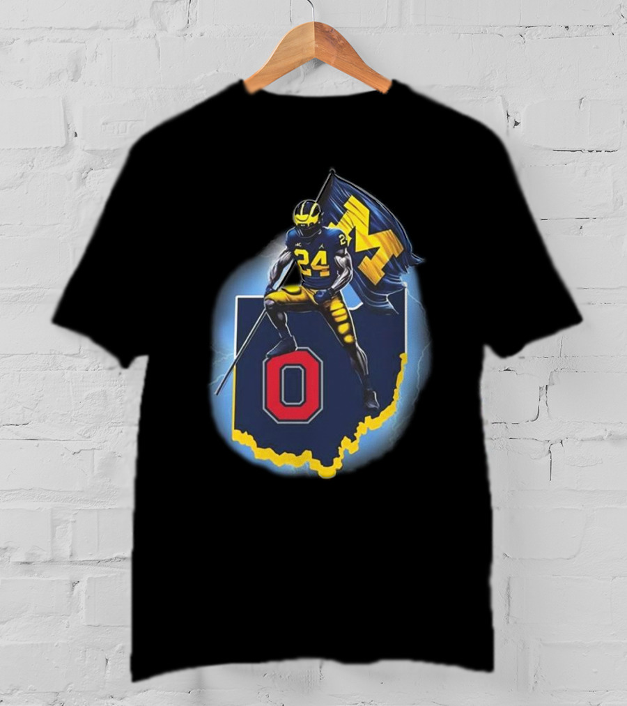 Michigan Plant The Flag Mich-again Hail To The Victors 4 In A Row Bichigan Maps T-Shirt