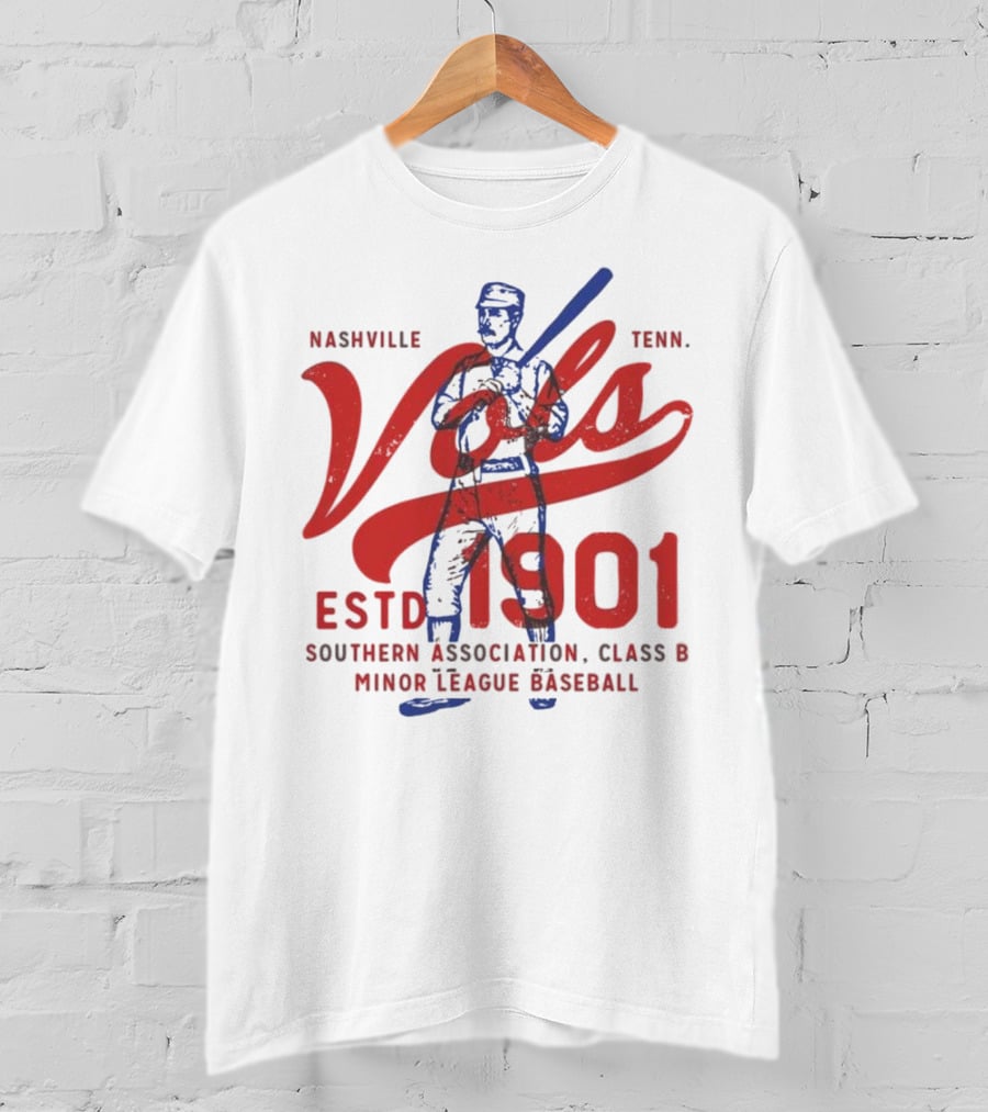 Nashville Vols Tenn ESTD 1901 Southern Association Class B Minor League Baseball T-Shirt