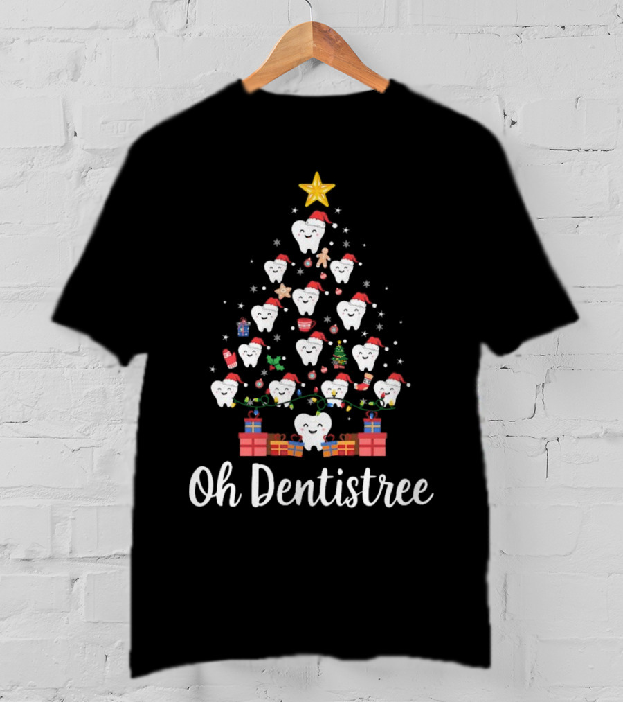Oh Dentistree Christmas Tree With Tooth Ornaments And Gifts T-Shirt