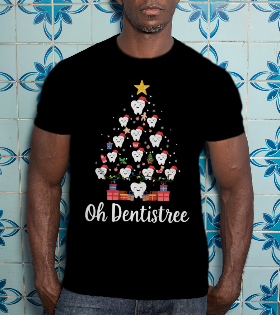 Oh Dentistree Christmas Tree With Tooth Ornaments And Gifts T-Shirt