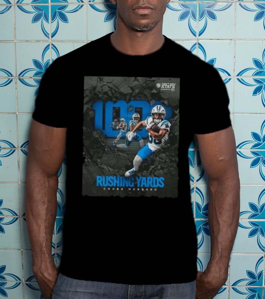 Carolina Panthers 1000 Rushing Yards Chuba Hubbard Next Gen Stats T-Shirt