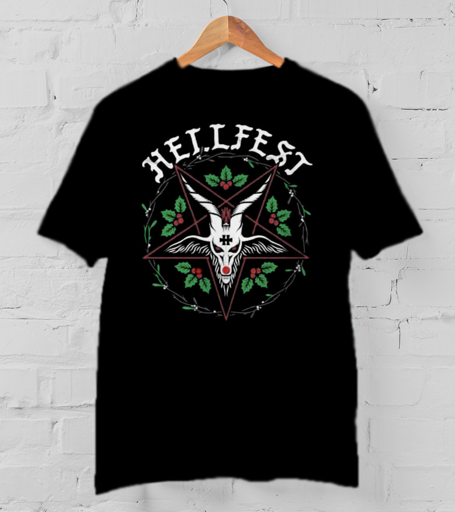 Hellfest Santa Classic Pentagram Goat Wreath T-Shirt