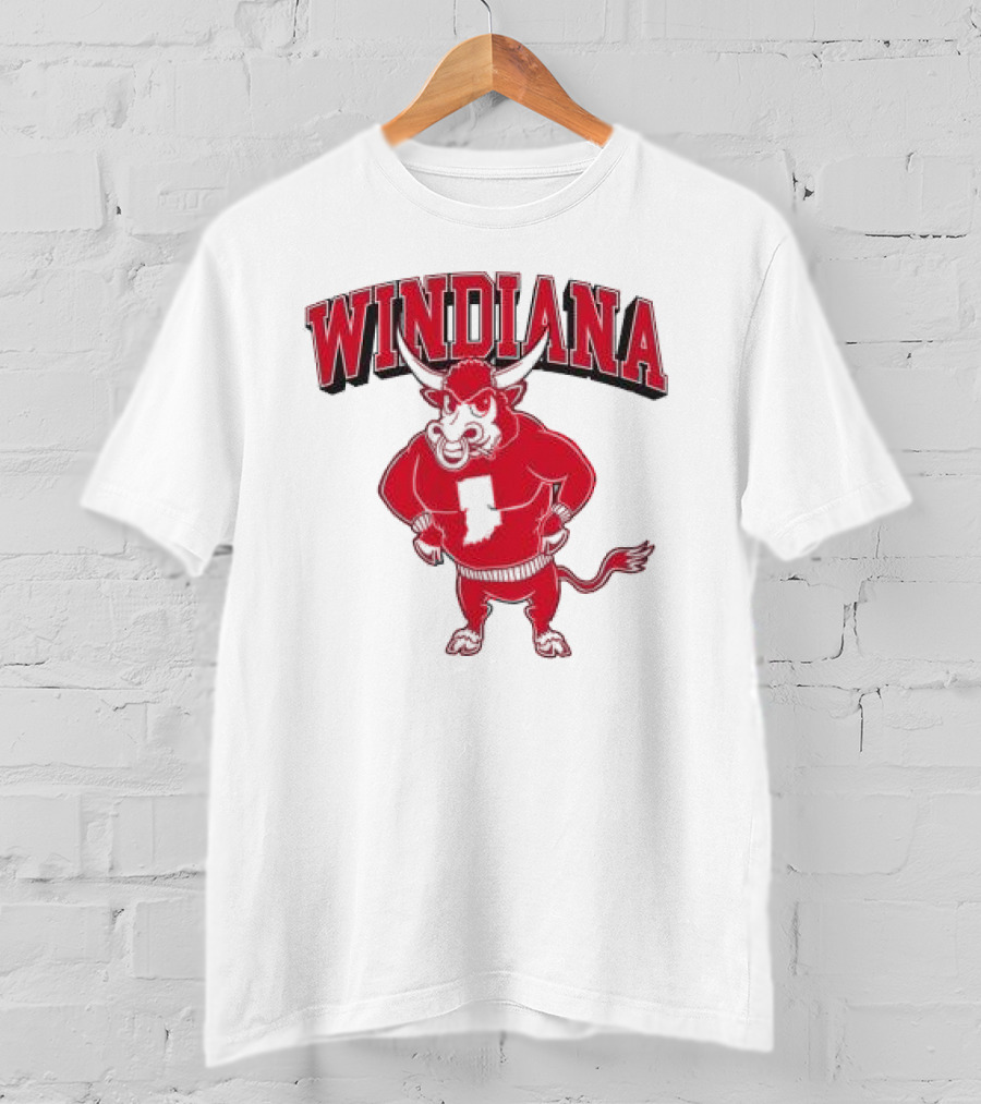Windiana Hoosiers Mascot Bull With Indiana State Shape T-Shirt