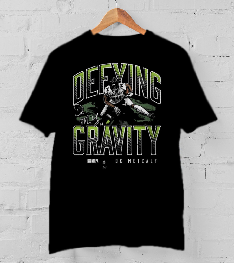 D.K. Metcalf Defying Gravity NFLPA Signature Image T-Shirt