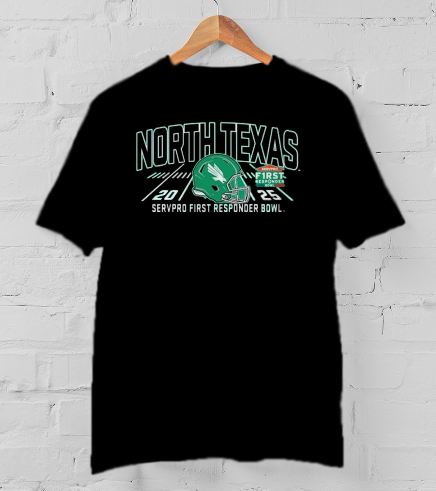 North Texas Mean Green 2025 SERVPRO First Responder Bowl Helmet T-Shirt