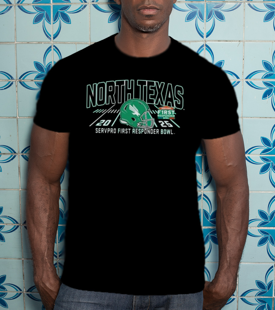 North Texas Mean Green 2025 SERVPRO First Responder Bowl Helmet T-Shirt