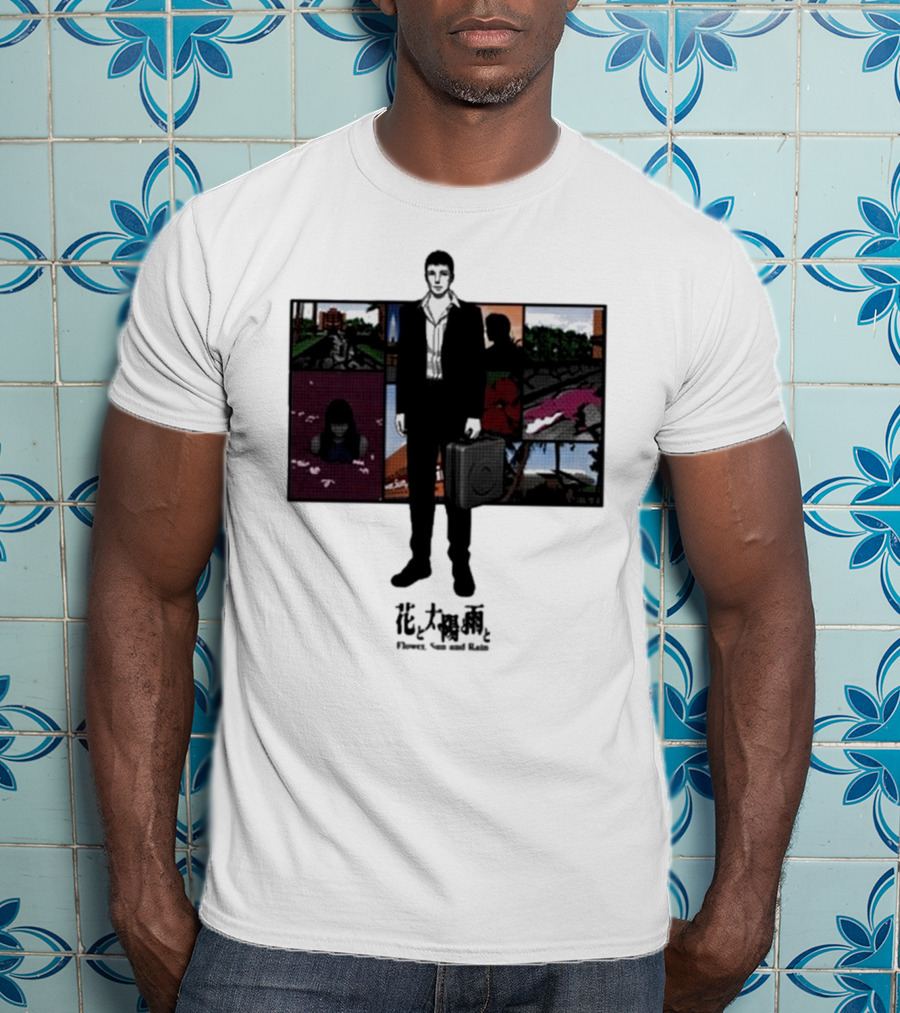 Flower Sun And Rain Comic Style Character With Suitcase And Scenic Panels T-Shirt