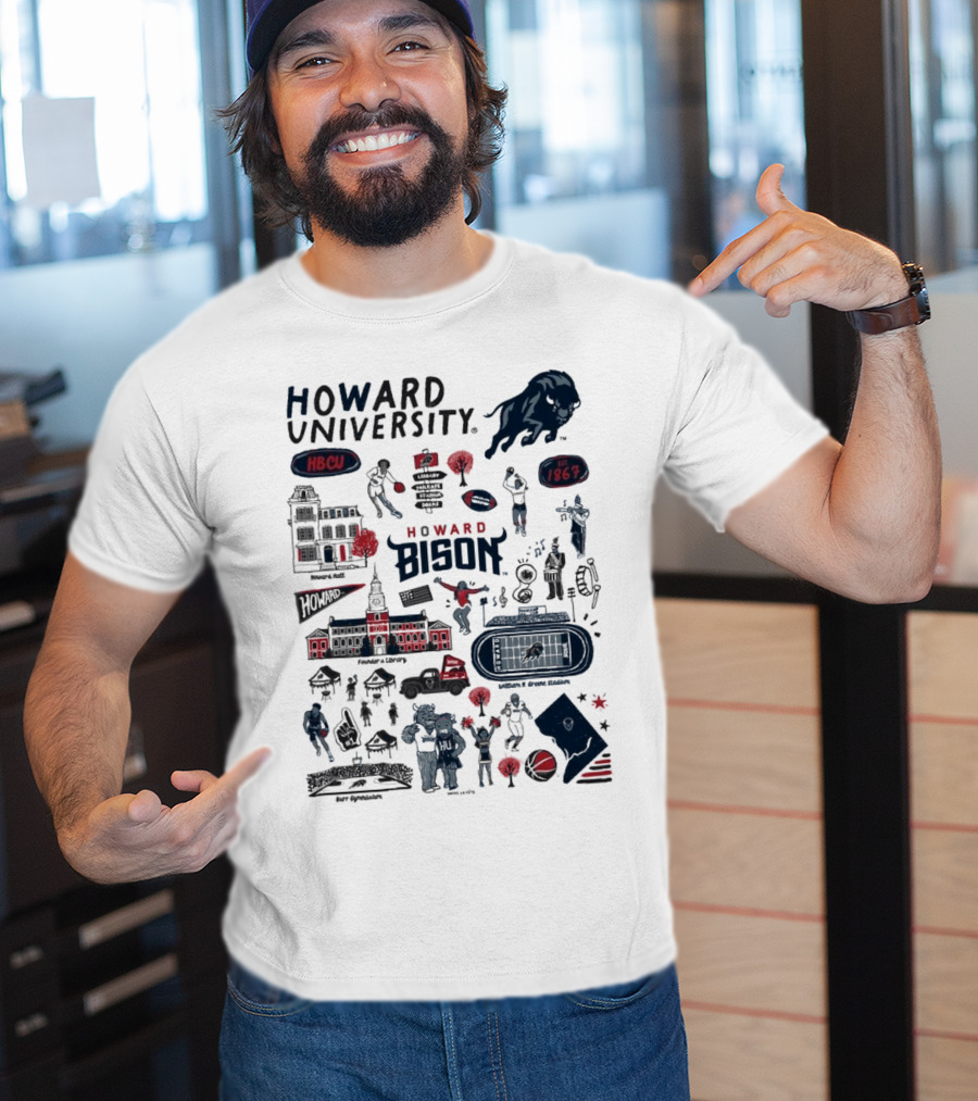 Howard University Bison Legacy HBCU 1867 William H. Greene Stadium Burr Gymnasium Vive La Fete T-Shirt