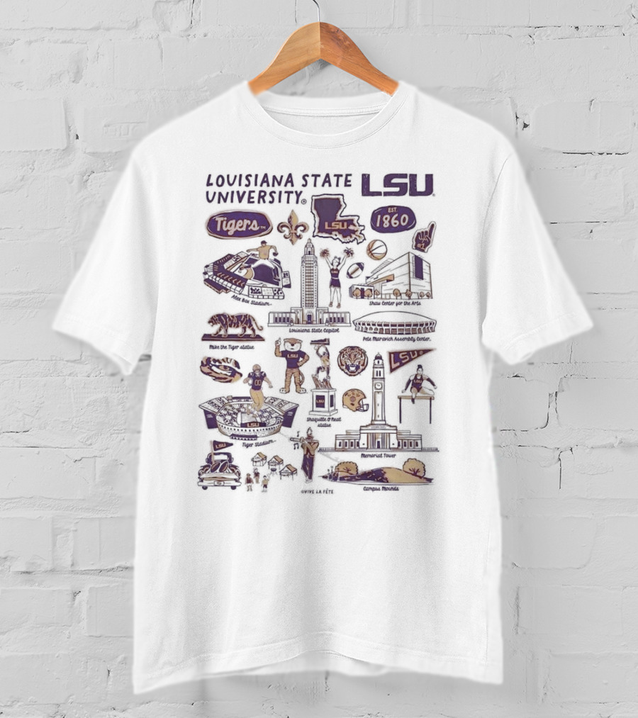 Louisiana State University LSU Tigers Vive La Fete Impressions Est 1860 Memorial Tower Shaquille O'Neal Tiger Stadium T-Shirt