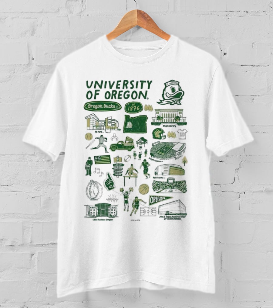 University Of Oregon Ducks 1876 Knight Library Matt Arena Iconography T-Shirt