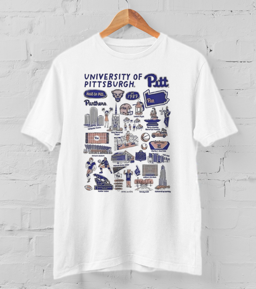 University Of Pittsburgh Pitt Panthers Landmarks And Traditions Est 1787 Vive La Fete Impressions T-Shirt