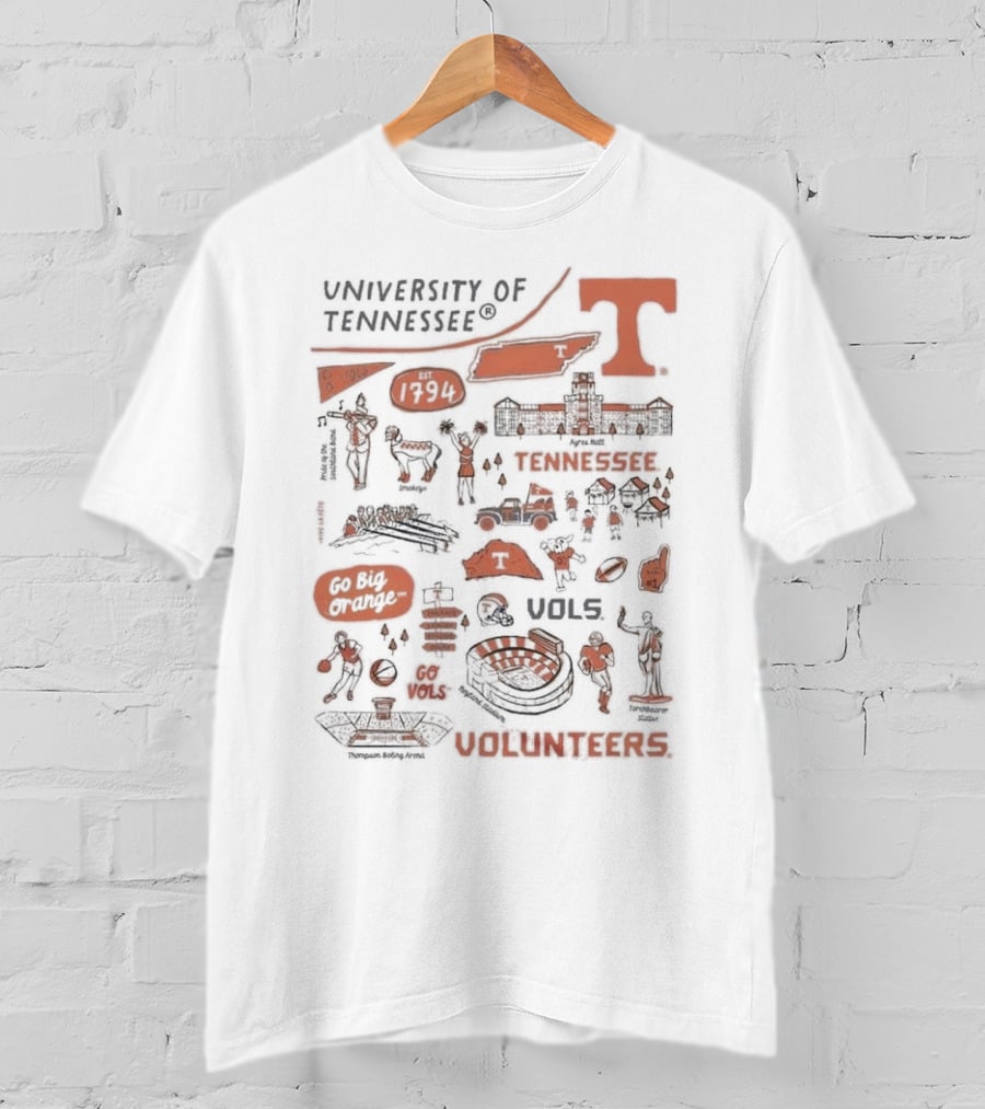 University Of Tennessee Go Big Orange Vols Volunteers Est 1794 Neyland Stadium Thompson Boiling Arena Knox County T-Shirt