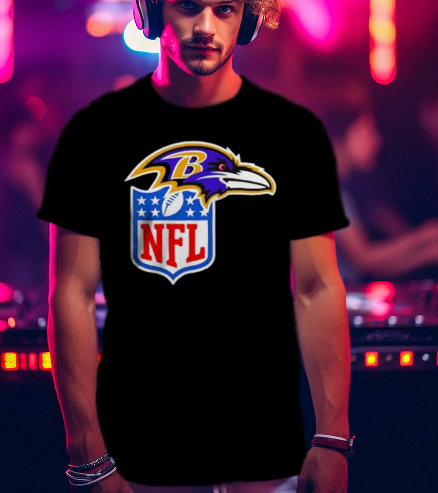 Baltimore Ravens NFL Shield Emblem Ravens Head T-Shirt