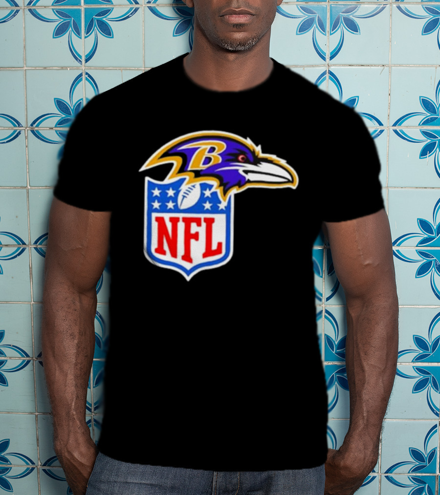 Baltimore Ravens NFL Shield Emblem Ravens Head T-Shirt