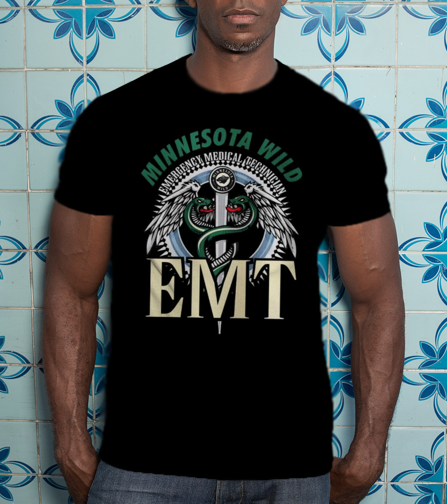 Minnesota Wild EMT Emergency Medical Technician Caduceus T-Shirt