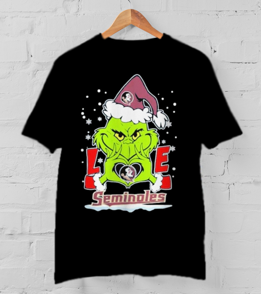 Grinch Love Florida State Seminoles Christmas Football T-Shirt