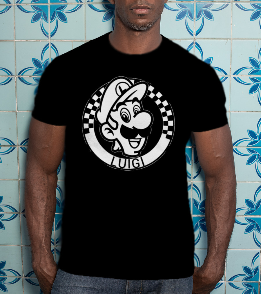 Luigi Super Mario Checkerboard Circle T-Shirt