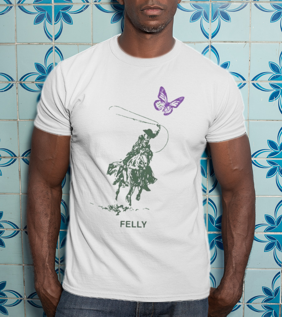 Felly Cowboy Lasso Purple Butterfly Blues Music T-Shirt