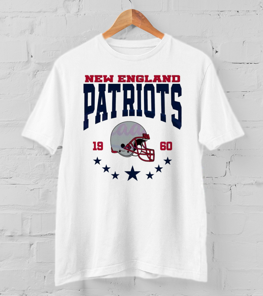 New England Patriots 1960 Vintage Football Helmet Retro Stars T-Shirt