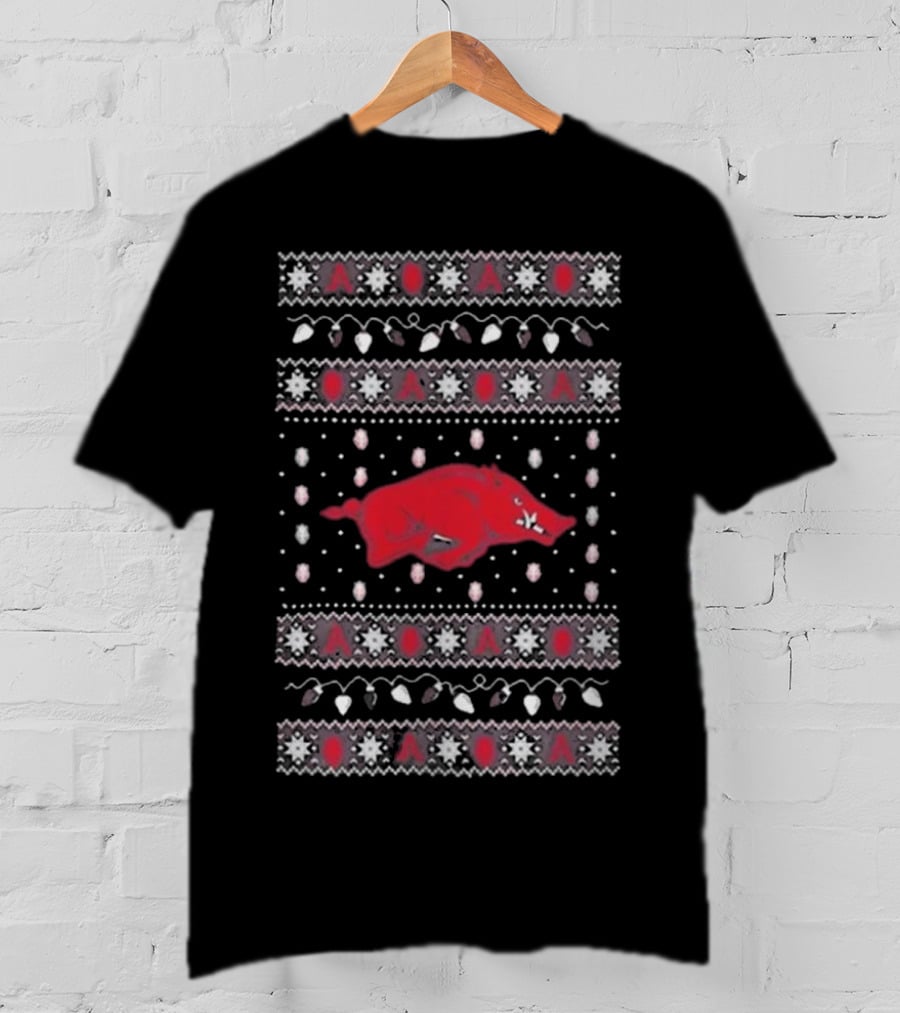 Arkansas Razorbacks Ugly Christmas Light T-Shirt