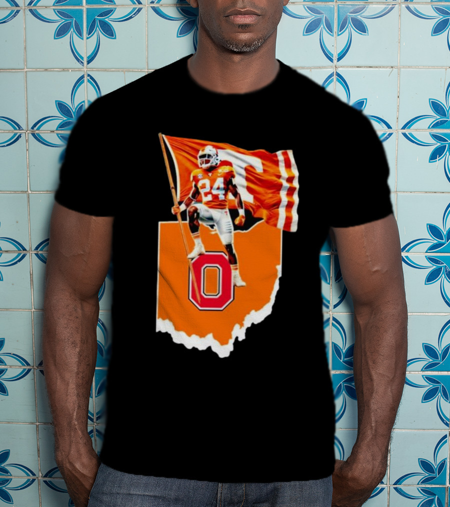 Jordan Matthews Tennessee Volunteers Flag Over Ohio State Outline T-Shirt