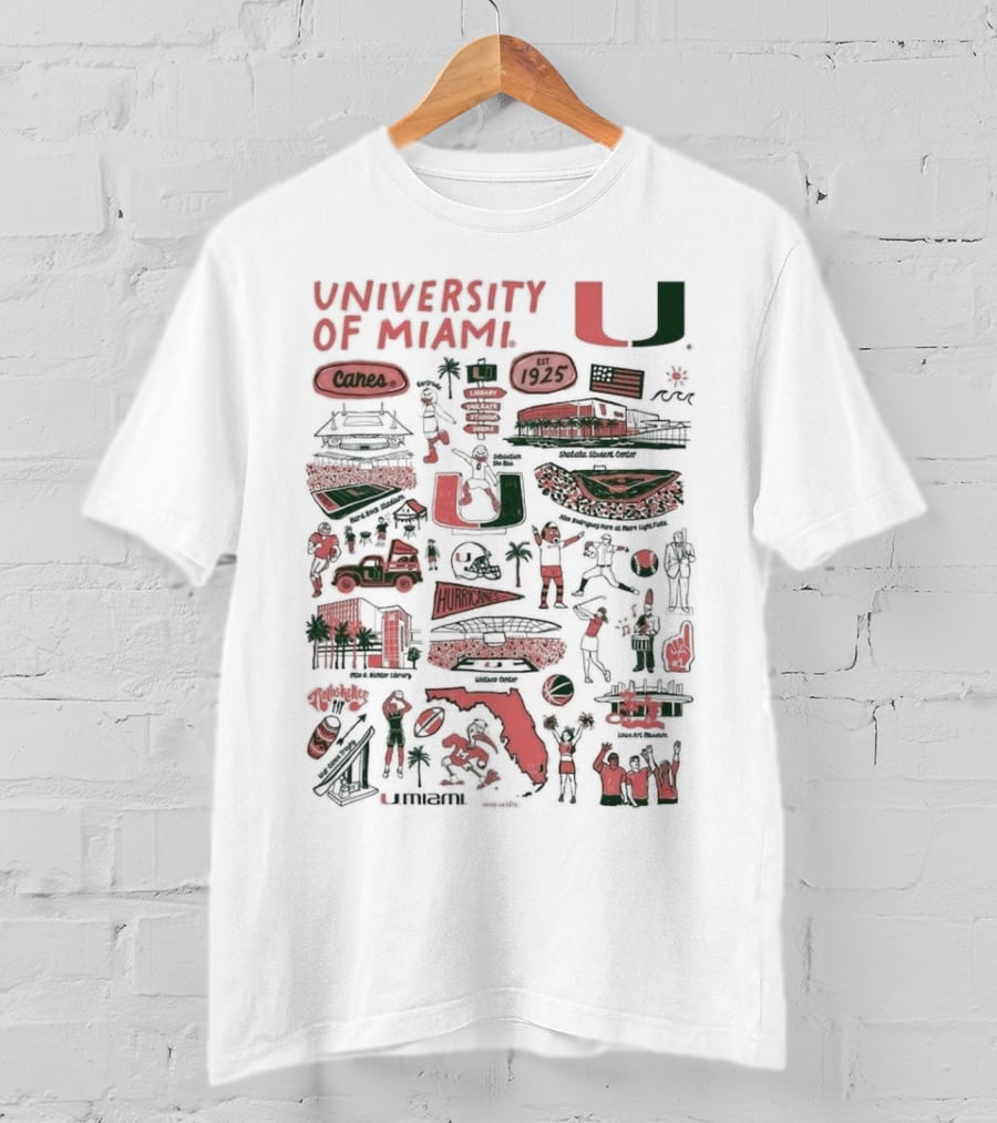 University Of Miami Hurricanes Vive La Fete Canes 1925 Sports And Landmarks T-Shirt