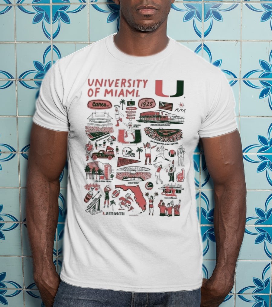 University Of Miami Hurricanes Vive La Fete Canes 1925 Sports And Landmarks T-Shirt