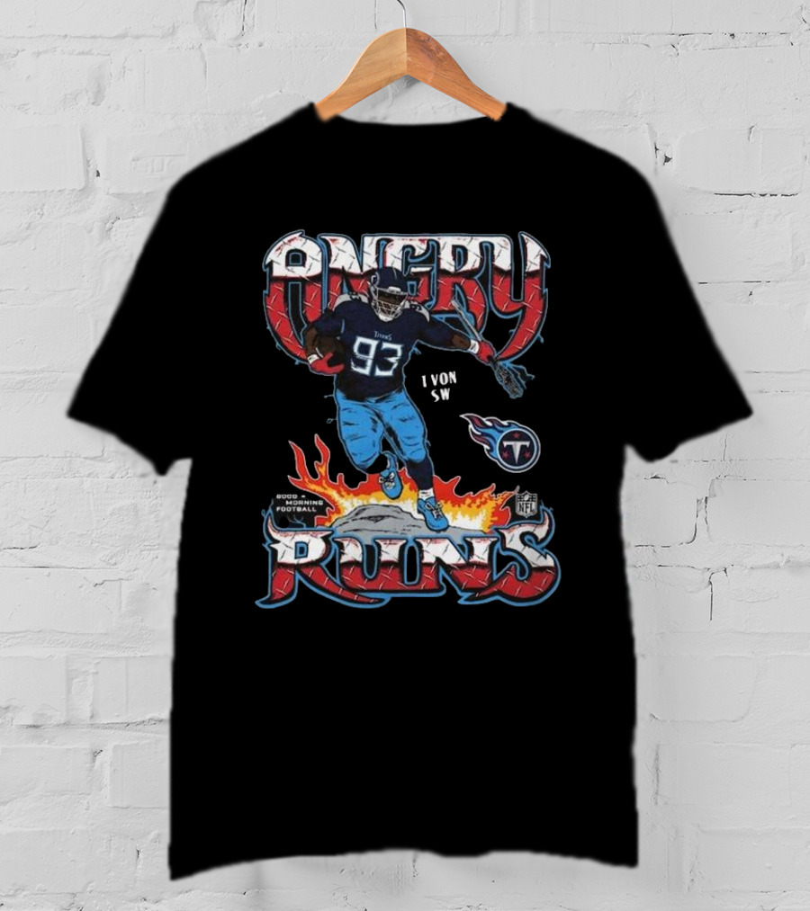 Von SW Angry Runs Tennessee Titans NFL Good Morning Football Charcoal T-Shirt